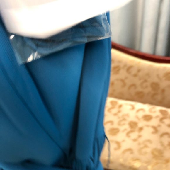 Dessy OCEAN BLUE Long Bridesmaid Dress, Prom Formal, Flowy size 14 Reg $319 - Picture 6 of 9